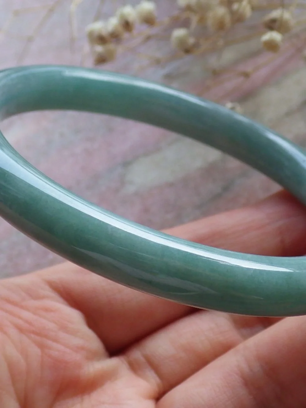 57mm Certified Hand Carved Green Natural A JADE Circle Jadeite Bracelet Bangle
